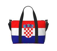 Phayah Sac de voyage avec drapeau de la République de Croatie, sac fourre-tout de gym pour femmes et filles, sac à bandoulière résistant à l'eau, noir, taille unique, Noir/blanc, One Size