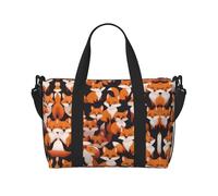 Phayah Sac de voyage avec inscription « Lots of Cartoon Little Foxes » - Sac de sport fourre-tout - Sac de gym - Sac de nuit pour femme - Noir - Taille unique, Noir , Taille unique