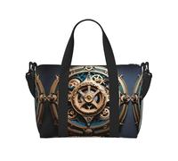 Phayah Sac de voyage cool steampunk à engrenages pour le week-end, sac fourre-tout de gym pour femmes et filles, sac à bandoulière résistant à l'eau, Noir , Taille unique