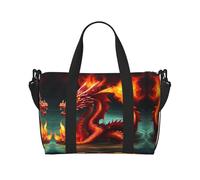 Phayah Sac de voyage Dragon King In Fire, sac de sport, sac de sport, sac de week-end pour femme, noir, taille unique, Noir/blanc, One Size