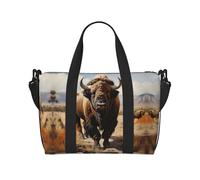 Phayah Sac de voyage en forme de troupeau de bison d'Amérique du Nord - Sac fourre-tout de gym pour femme et fille - Résistant à l'eau - Noir - Taille unique, Noir/blanc, One Size