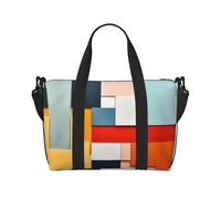 Phayah Sac de voyage irrégulier avec blocs de couleurs, sac de sport, sac de sport, sac de week-end pour femme, Noir , Taille unique