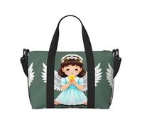 Phayah Sac de voyage mignon petit ange, sac de sport, sac de sport, sac de week-end pour femme, noir, taille unique, Noir/blanc, One Size