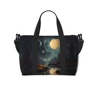 Phayah Sac de voyage Moon Stars And Planets, sac de sport, sac de sport, sac de week-end à bandoulière pour femme, noir, taille unique, Noir/blanc, One Size