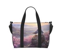 Phayah Sac de voyage motif deux oiseaux sur un rocher, sac fourre-tout pour le week-end, sac de gym pour femmes et filles, sac à bandoulière résistant à l'eau, Noir , Taille unique