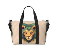 Phayah Sac de voyage motif lion de dessin animé, sac de sport, sac de sport, sac de week-end pour femme, noir, taille unique, Noir/blanc, One Size