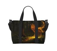 Phayah Sac de voyage mystérieux renard à neuf queues pour le week-end, sac fourre-tout de gym pour femmes et filles, sac à bandoulière résistant à l'eau, Noir , Taille unique