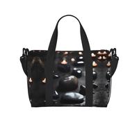Phayah Sac de voyage noir mystère en forme de cœur, sac de sport, sac de gym à bandoulière, sac de nuit pour femme, noir, taille unique, Noir/blanc, One Size