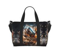 Phayah Sac de voyage Rugby On Fire - Sac de sport pour femme et fille - Résistant à l'eau - Noir - Taille unique, Noir/blanc, One Size