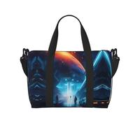 Phayah Sac de voyage Science Fiction Future Sac de sport fourre-tout pour femme et fille Résistant à l'eau Noir Taille unique, Noir/blanc, One Size