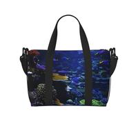 Phayah Sac de voyage sous-marin motif colonie de corail, sac fourre-tout pour le week-end, sac de gym pour femmes et filles, sac à bandoulière résistant à l'eau, Noir , Taille unique