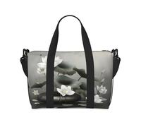 Phayah Sac de week-end à fleurs de lotus blanc pour femme, sac de voyage, sac de week-end, sac de sport, sac fourre-tout à bandoulière