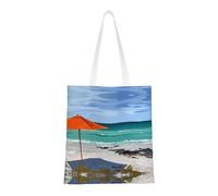 PHAYAH Sac fourre-tout en toile à motif de parapluie de plage, esthétique, pour femme, sacs réutilisables en coton pour le shopping, la plage et les courses