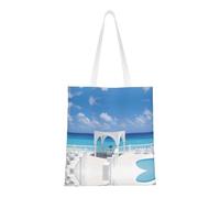 PHAYAH Sac fourre-tout en toile à motif de scène de mariage sur la plage, esthétique, pour femme, sacs réutilisables en coton pour le shopping, les courses à la plage