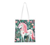 PHAYAH Sac fourre-tout en toile réutilisable avec motif licorne avec cheveux roses pour gym, plage, shopping, épicerie, cadeaux tendance