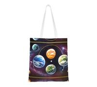 PHAYAH Sac fourre-tout en toile réutilisable avec motif planètes du monde extraterrestre pour gym, plage, shopping, épicerie, cadeaux tendance