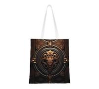 PHAYAH Sacs fourre-tout réutilisables en toile avec motif diable en relief cuivré, parfaits pour les courses, le quotidien, les voyages