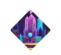 Phayah Sci-Fi City Motif Lavande Parfum Voiture Parfum Carré Suspendu Tablette Parfumé Intérieur de Voiture Désodorisant 4P