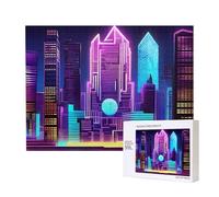 Phayah Sci-Fi City Puzzles 500 pièces pour puzzle en bois pour la famille, les amis, décoration d'intérieur, art mural, 50,4 x 38,1 cm