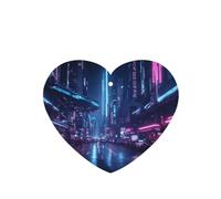Phayah Sci-Fi Street Motif Lavande Parfum de Voiture Parfum Coeur Forme de Coeur Suspendu Tablette Parfumé Intérieur de Voiture Désodorisant 4P