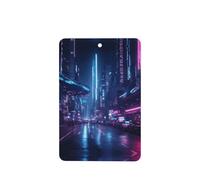 Phayah Sci-Fi Street Motif Lavande Parfum de voiture Rectangle à suspendre Tablette de parfum Désodorisant Intérieur de voiture 4 pièces