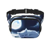 Phayah Sleeping Fox Under The Moon Sac banane avec sangle réglable pour l'extérieur, l'entraînement, les voyages, la course à pied, la randonnée, le cyclisme