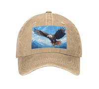 PHAYAH Soaring Eagle Pattern Unisexe Adulte Chapeau de Cowboy Full Coton Bord incurvé Casquette de baseball Sport Denim Chapeau de soleil Noir