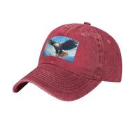 PHAYAH Soaring Eagle Pattern Unisexe Adulte Chapeau de Cowboy Full Coton Bord incurvé Casquette de baseball Sport Denim Chapeau de soleil Noir, Rouge, Taille unique