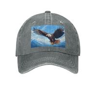 PHAYAH Soaring Eagle Pattern Unisexe Adulte Chapeau de Cowboy Full Coton Bord incurvé Casquette de baseball Sport Denim Chapeau de soleil Noir