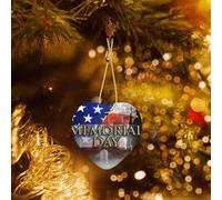 Phayah Soldats militaires américains patriotiques en céramique en forme de cœur pour sapin de Noël - Souvenirs pour la famille et le Nouvel An