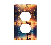 Phayah Spirit Deer in The Starlight Pattern Outlet Covers Wall Plate Receptacle Duplex Light Switch Plate Single Dual Plug Electrical Switchplate
