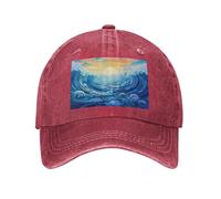 PHAYAH Sunrise Over The Ocean Pattern Unisexe Adulte Chapeau de Cowboy Full Coton Bord incurvé Casquette de baseball Sport Denim Chapeau de soleil Noir