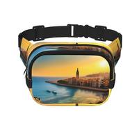 Phayah Sunset In Barcelona Sac banane pour homme et femme avec sangle réglable pour l'extérieur, l'entraînement, les voyages, la course à pied, la randonnée, le cyclisme