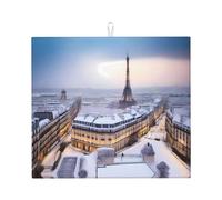 Phayah Syracuse Tapis de séchage pour comptoir de cuisine Motif Tour Eiffel 40,6 x 45,7 cm en microfibre Accessoires de cuisine Égouttoir à vaisselle