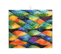 Phayah Tapis de séchage en microfibre pour comptoir de cuisine Motif écailles de poisson arc-en-ciel 40,6 x 45,7 cm