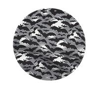 PHAYAH Tapis de souris de jeu rond motif chauve-souris d'Halloween gris 20 x 20 cm avec bords cousus, tapis de souris pliable, tapis de souris pour ordinateur portable