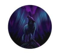 PHAYAH Tapis de souris de jeu rond motif loups hurlant dans les aurores boréales 20 x 20 cm avec bords cousus, tapis de souris pliable, tapis de souris pour ordinateur portable