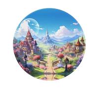 PHAYAH Tapis de souris rond à motif petites villes pour bureau sans fil, ordinateur portable, ordinateur de jeu, voyage, travail, fournitures de bureau, 7,9 x 20,1 cm