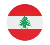 PHAYAH Tapis de souris rond avec base en caoutchouc antidérapant et bords cousus pour ordinateur portable Motif drapeau du Liban 20 x 20 cm