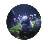 PHAYAH Tapis de souris rond avec base en caoutchouc antidérapant et motif de lapin de jade au clair de lune, diamètre 20,1 cm