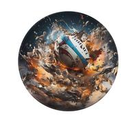 PHAYAH Tapis de souris rond motif rugby on fire pour bureau sans fil, ordinateur portable, ordinateur de jeu, voyage, travail, fournitures de bureau 20 x 20 cm