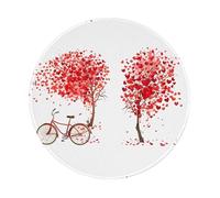 PHAYAH Tapis de souris rond pour la fête des mères, la Saint Valentin, motif romantique, arbre et vélo, base en caoutchouc antidérapant, tapis de protection de bureau, diamètre 20 cm