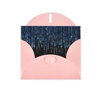PHAYAH The Blue Binary Pattern Cartes de vœux vierges avec enveloppes 10,2 x 15,2 cm Cartes de remerciement pour Noël, vacances, anniversaire, remise de diplôme, anniversaire de mariage Rose