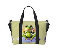 Phayah The Funny Frog Doing Yoga Sac de voyage, sac de sport, sac de sport, sac de week-end à bandoulière pour femme, noir, taille unique, Noir/blanc, One Size