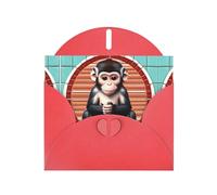 PHAYAH The Silent Monkey Lot de 10 cartes de vacances avec enveloppes rouges pour anniversaire de mariage et invitations de fête
