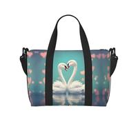 Phayah The Swan In Love Sac de voyage fourre-tout pour femme et fille Résistant à l'eau Noir Taille unique, Noir/blanc, One Size