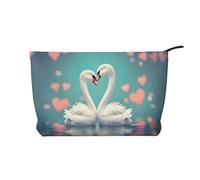 PHAYAH The Swan In Love Trousse de toilette portable grande capacité en velours côtelé avec fermeture éclair, Le cygne amoureux, Taille unique