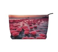 PHAYAH Trousse de toilette portable en velours côtelé avec fermeture éclair et motif chien, Roses By the Sea, Taille unique