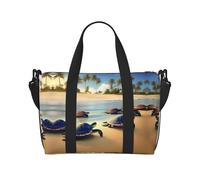 Phayah Turtles On The Beach Sac de voyage, sac de sport, sac de sport, sac de week-end pour femme, noir, taille unique, Noir/blanc, One Size
