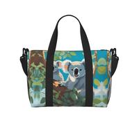 Phayah Two Happy Koalas Sac de voyage, sac de sport, sac de sport, sac de week-end pour femme, noir, taille unique, Noir/blanc, One Size